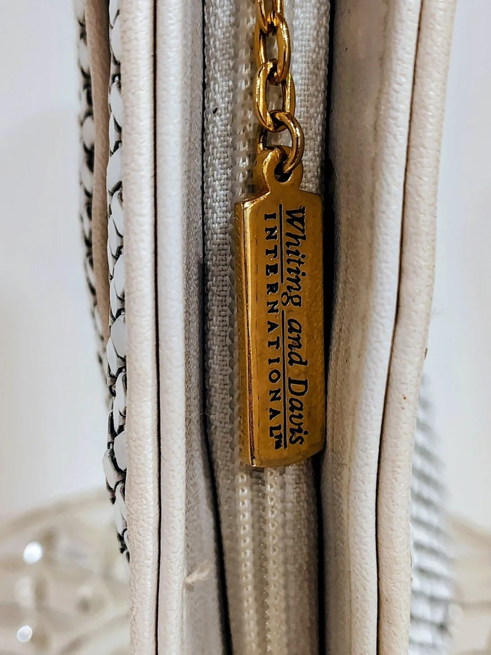 Vintage White Mesh Metal Evening Clutch Bag 1980s